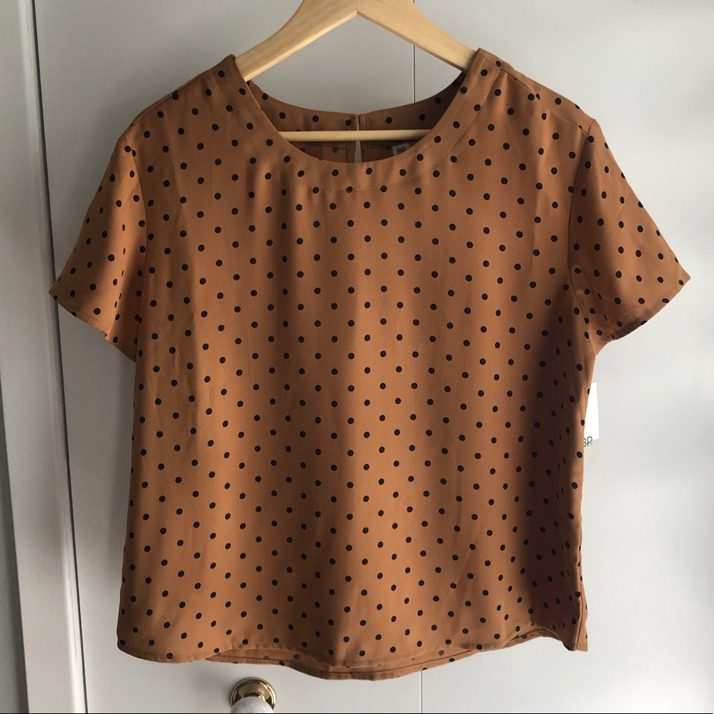 bp brown tunic with black dots size S